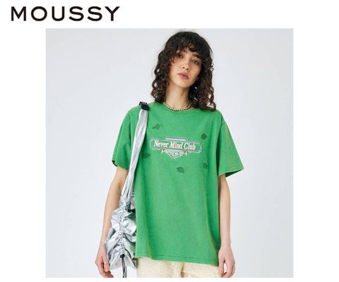 moussy 创意字母印花休闲宽松T恤