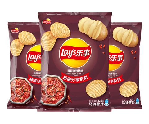 乐事（Lay's）薯片 飘香麻辣锅味 135克*3